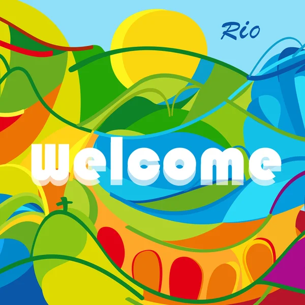 Juegos Olímpicos y juegos paralímpicos. Brasil Bienvenido resumen Fondo de verano. Río 2016 . — Archivo Imágenes Vectoriales