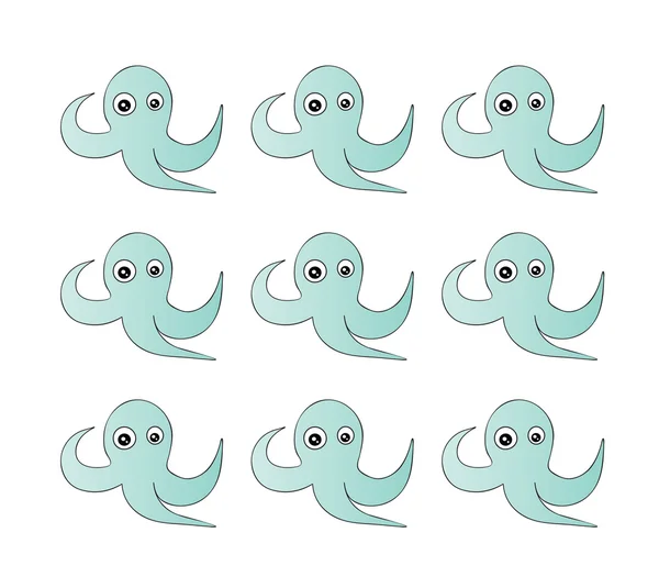 Векторні ілюстрації Octopus. Octopus Милий восьминіг ізольований на білому тлі. Етикетка Octopus. Мультфільм — стоковий вектор