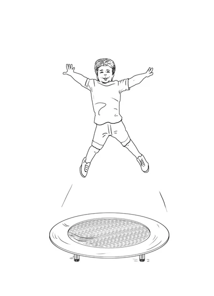 Gyerekek. Gyermekek ugrott. Trambulin. Gyerekek sziluettek. Akció sport. Fiúk jumping elszigetelt fehér háttér. Digitális kép illusztrációja. Sport, szünidei. — Stock Fotó