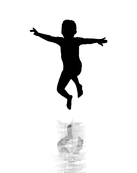 Kids. Children jumped. Kids silhouettes. Action Sport. Boys jumping isolated on white background. Digital image illustration. Sport, Holiday. — Stock Photo, Image