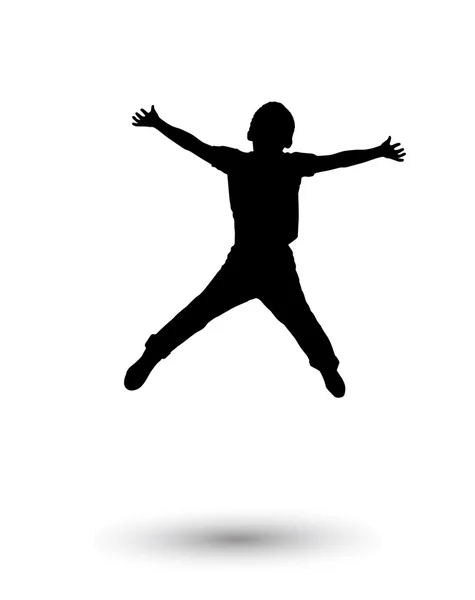 Barn. Barn hoppade. Barnens silhuetter. Action Sport. Happy Boy Silhouette. Pojkar hoppar isolerade på vit bakgrund. Digital bild illustration. Sport, semester. — Stockfoto