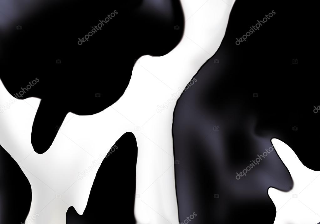 Cow fur abstract background. Black and white cow skin pattern. Digital Illustration. For Print.