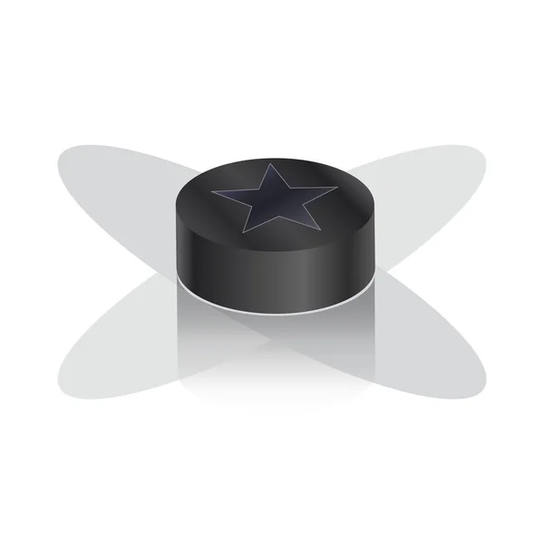 Hockeypuck mit Schatten auf weißem Hintergrund. Eishockey-Puck-Ikone. Vektorillustration. Hockey-WM Hockey Puck und Schatten. — Stockvektor