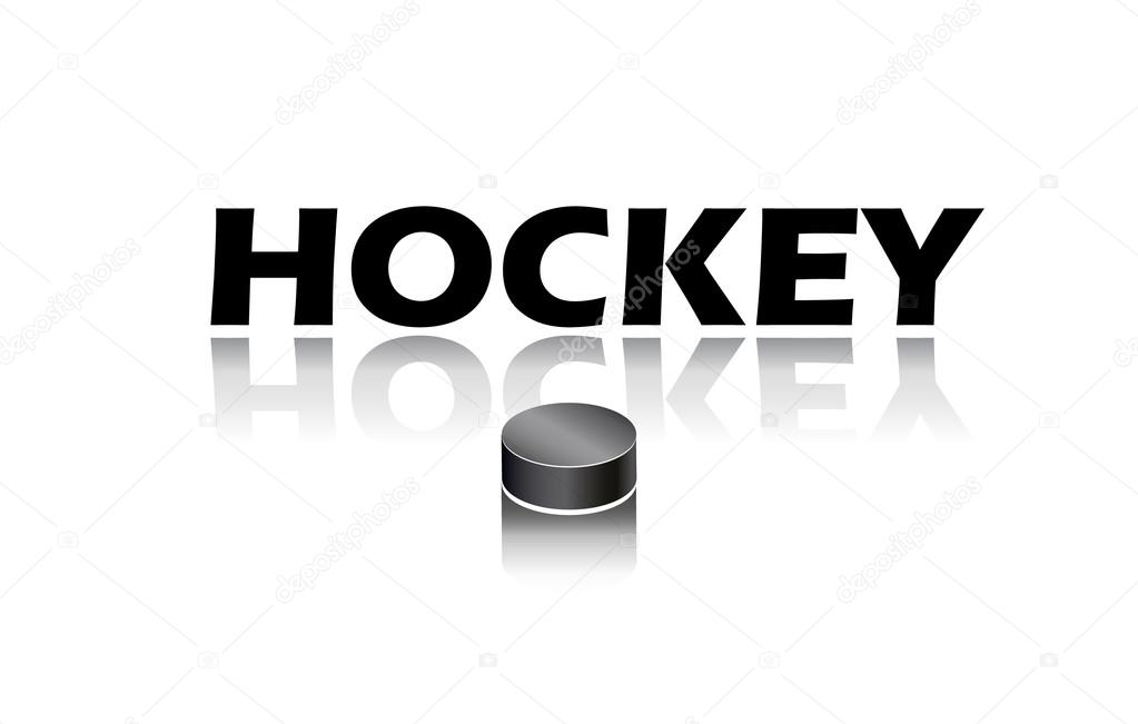 Hockey banner. Hockey World Cup abstract background with hockey puck and shadow. World Cup of Hockey on white background. Wallpaper. Vector illustration.