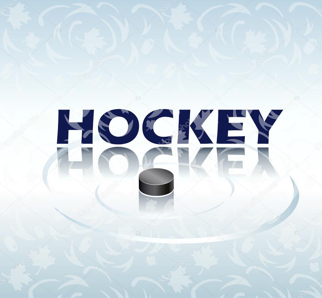 Hockey Logo background with hockey puck. Vector Illustration. World Cup of Hockey. World League banner, wallpaper, hockey puck. International Hockey Championship. Toronto tournament.