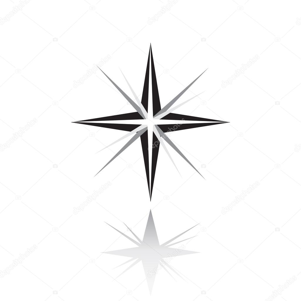 Star icon 2022 Northern Star with shadow. Christmas Star white background brightest star Vector illustration. Sparkle lights stars. Star with rays and explosion vector, Morning star symbol. Inspiring Space star. Northern star Polaris vector print. 