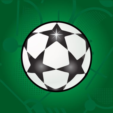 Yeşil arka planda top yıldızları. Futbol mu? Yıldız Top Vektörü. Futbol topu logosu. Yıldızlı futbol topu. Futbol Şampiyonları Ligi yıldız top etiketi, çıkartma, afiş, broşür çıkartması Instagram kart 2022 Şampiyonluk futbolu modern
