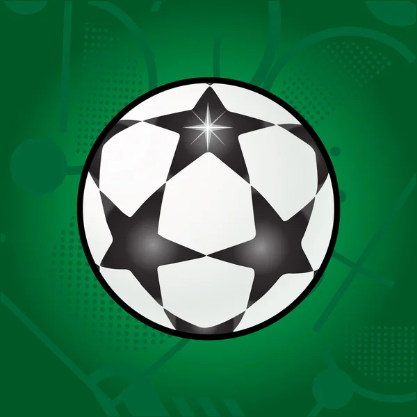 Balsterren op groene veld achtergrond. Voetbal. Sterren bal Vector. Voetbal logo. Voetbal met sterren. Voetbal Champions League sterren bal label, sticker, banner, flyer pictogram sticker teken template Instagram kaart 2022 Kampioenschap voetbal moderne — Stockvector