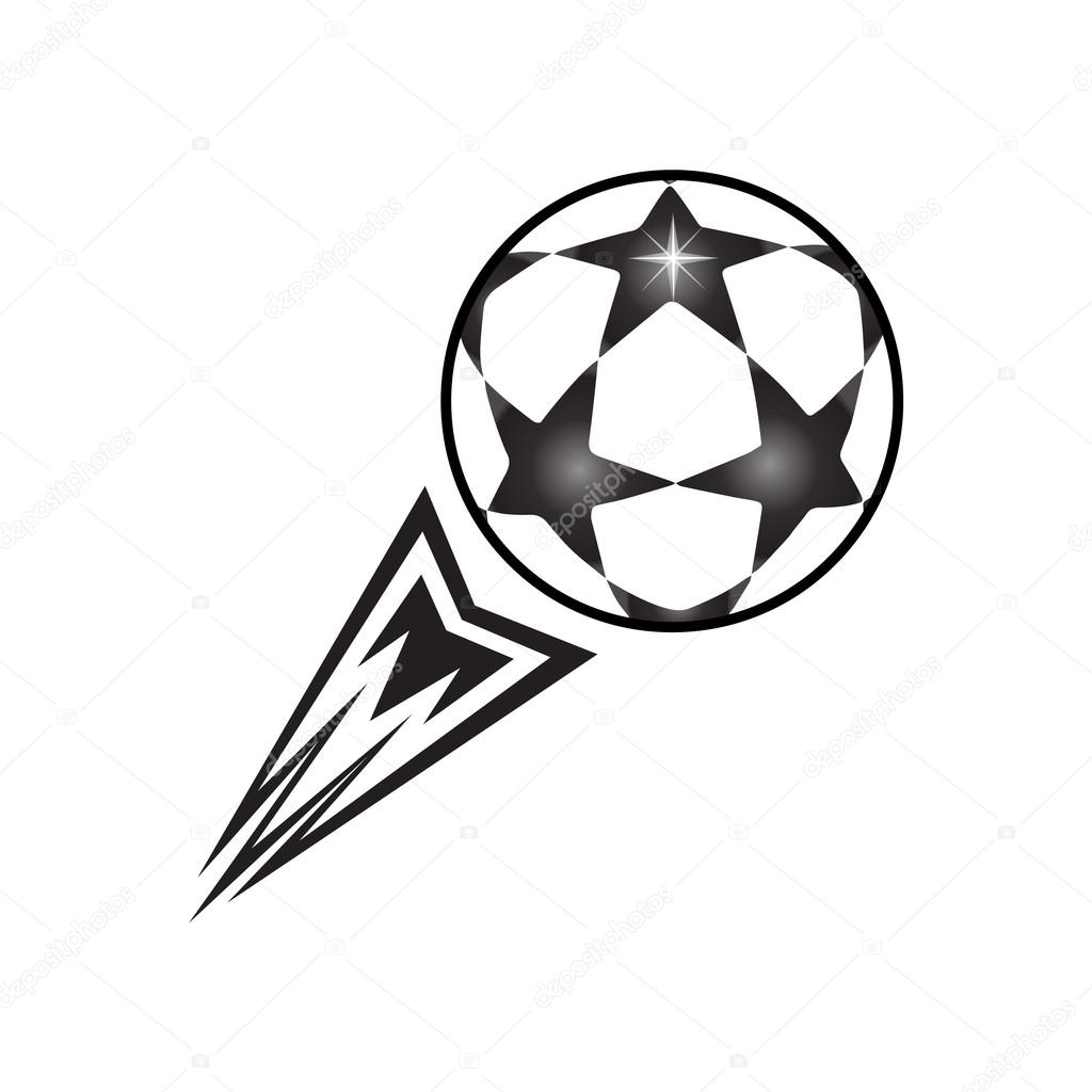 Ball fly up illustration. Soccer Ball with tail fire flame, fly away. Soccer icon, soccer ball label, soccer ball logo, soccer ball banner, soccer winner, award world cup logo. soccer stars ball. Winter European Championship Soccer Ball stars print.