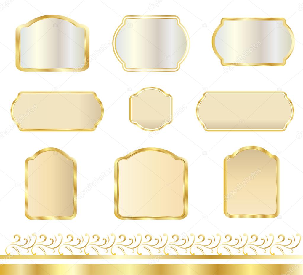 Vintage gold frames set. Set of Frames and borders isolated on white background. Wedding day invitation background design. old Style. Retro.