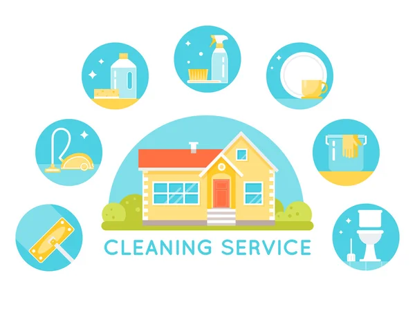 House Surrounded by Cleaning Services Images — Stock Illustration House Surrounded by Cleaning Services Images Stock Vector