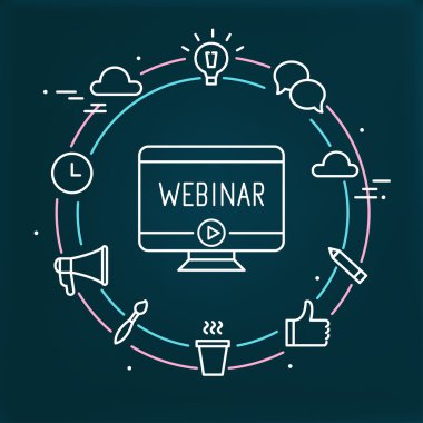 Bilgisayar ve Internet simgeler. Webinar