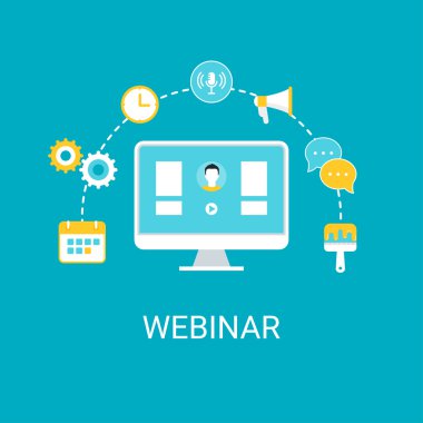 Webinar, Web yayını, Livestream, Online etkinlik illüstrasyon