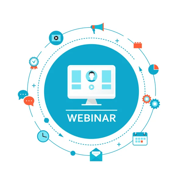 Webinar-Illustration. Online-Bildung und -Ausbildung. Fernstudium — Stockvektor