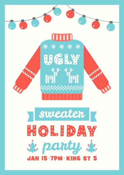 Ugly Sweater Holiday Party Invitation Card — Stock Vector