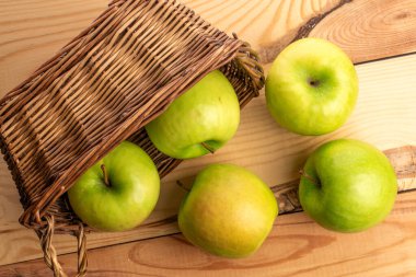 Sweet green apples isolated on white background, macro.