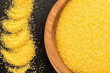 Çiğ mısır ezmesi, üst manzara, makro.