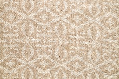 İşlemeli keten peçetenin yüzeyi, makro, üst görünüm..