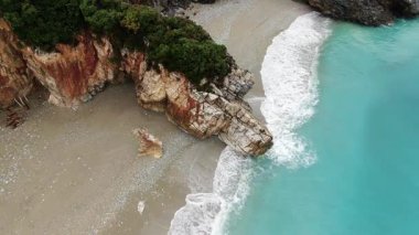 Milopotamos plajı, hava manzarası, Pelion dağı, Magnesia, Teselya, Yunanistan