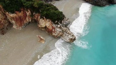 Milopotamos plajı, hava manzarası, Pelion dağı, Magnesia, Teselya, Yunanistan