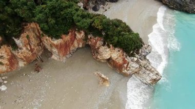 Milopotamos plajı, hava manzarası, Pelion dağı, Magnesia, Teselya, Yunanistan