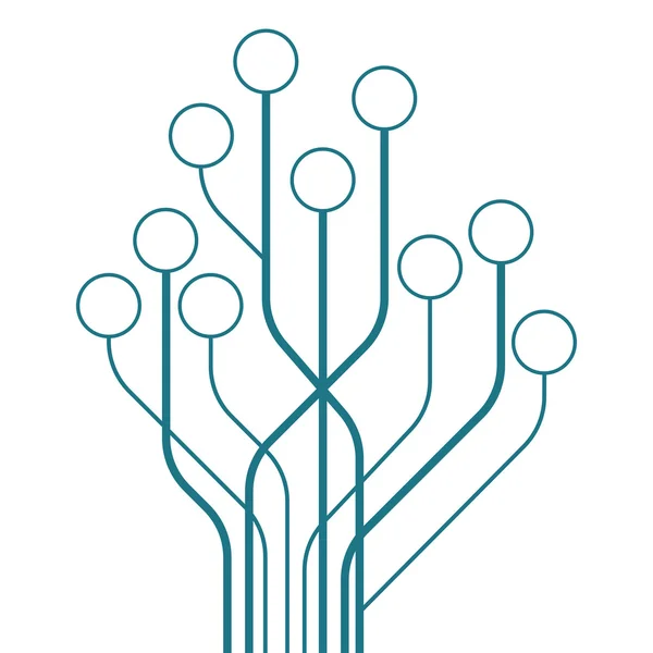 Placa de árbol de circuito digital en forma del árbol sobre fondo blanco, vector de ilustración en diseño plano — Vector de stock