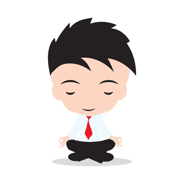 Businessman is meditating and relaxing in lotus pose. Business yoga. Vector illustration, on white background — 스톡 벡터