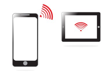 mobile phone and WIFI signal for communication concept in vector