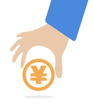 Human hand keep currency Yen symbol for market and stock money exchange concept in vector