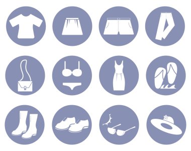 Beauty fashion icon set, clothing for design presentation in vector