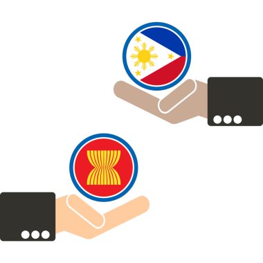 ASEAN Economic Community, AEC in businessman hand with Philippines, for design present in vector on white background