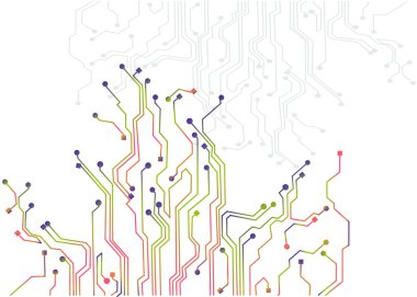 Abstract background of digital circuit root board on white, technology theme