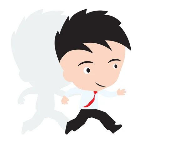 Businessman happy and running fast, concept of challenge in business, presented in vector form — 图库矢量图片