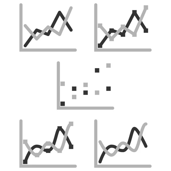 Negocios gráfico diagrama gráfico icono conjunto para la presentación de diseño en vector, gráfico de dispersión en tono mono — Vector de stock