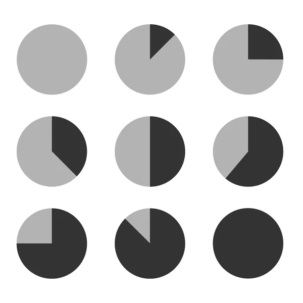 Ensemble d'icônes de diagramme de graphique d'affaires pour la présentation de conception dans le vecteur, diagramme à secteurs dans le ton mono — Image vectorielle