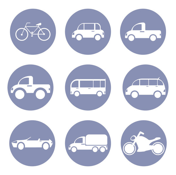 Набор иконок автомобиля или транспортного средства, для представления дизайна в векторе
