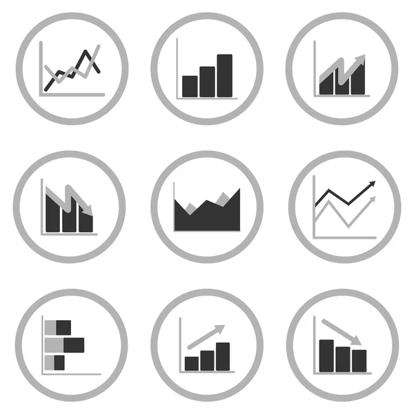 Ensemble d'icônes de diagramme de diagramme de graphique d'affaires pour la présentation de conception dans le vecteur, ton mono — Image vectorielle