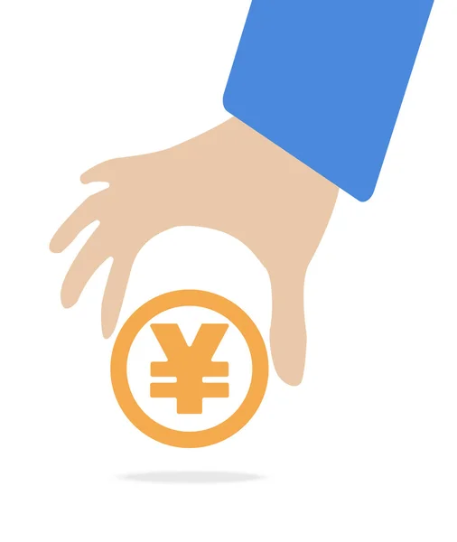 Human hand keep currency Yen symbol for market and stock money exchange concept in vector — Stockový vektor