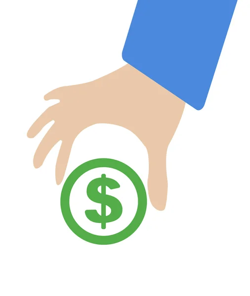 Людська рука зберігає символ долара для ринку та концепції обміну грошовими коштами у векторі — стоковий вектор
