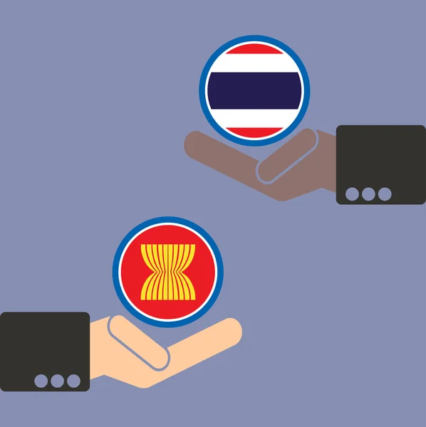 ASEAN Economic Community, AEC in businessman hand with Thailand, for design present in vector — Stock vektor