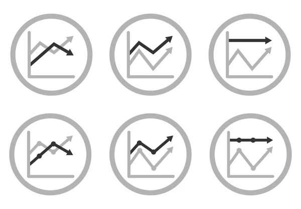 Negocios gráfico diagrama gráfico icono conjunto para la presentación de diseño en vector, gráfico de línea en tono mono — Vector de stock