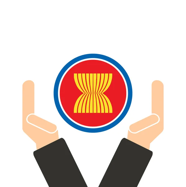 ASEAN Economic Community, AEC in businessman hand, for design present in vector — Stock Vector