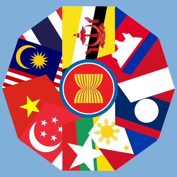 ASEAN ekonomi topluluğu, Aec iş topluluk Forumu, tasarım vektör içinde mevcut — Stok Vektör