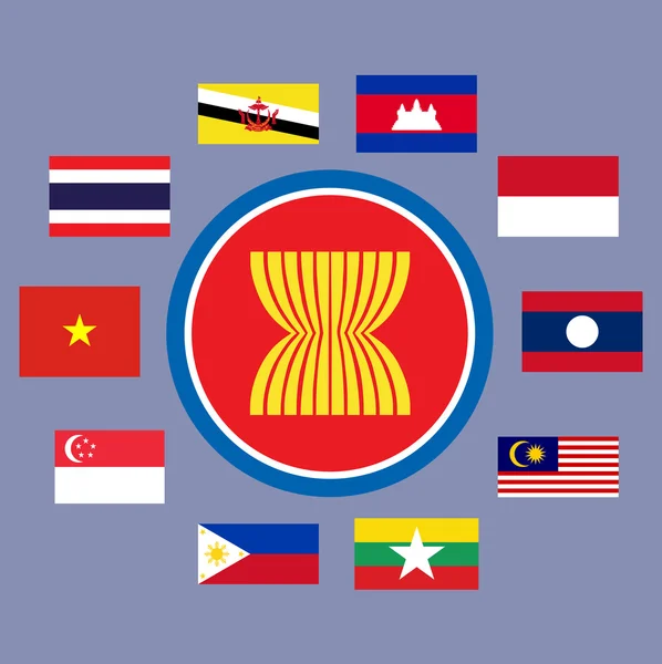 ASEAN ekonomi topluluğu, Aec iş topluluk Forumu, tasarım vektör içinde mevcut — Stok Vektör