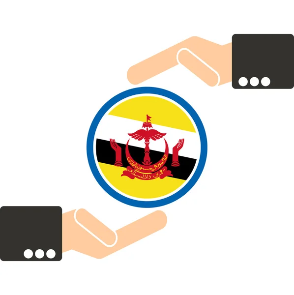 ASEAN Economic Community, AEC in businessman hand with Brunei, for design present in vector on white background — Wektor stockowy