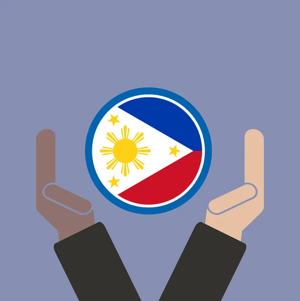 Communauté économique de l'ANASE, AEC dans la main de l'homme d'affaires avec les Philippines, pour le design présent dans le vecteur — Image vectorielle