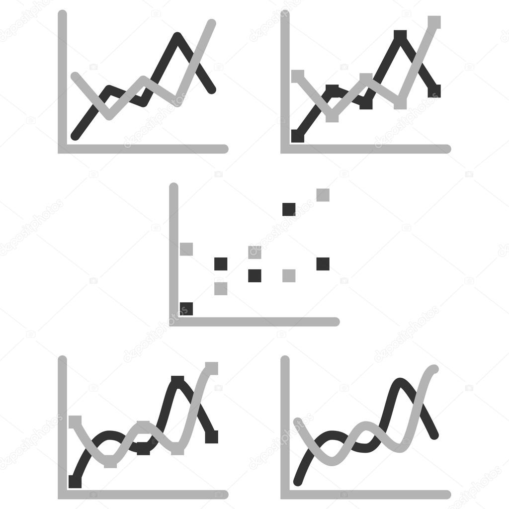 Business Graph diagram chart icon set for design presentation in vector, scatter chart in mono tone