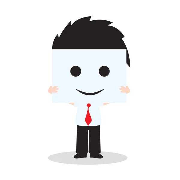 Businessman showing smile face on white background, vector illustration in flat design — Stock vektor