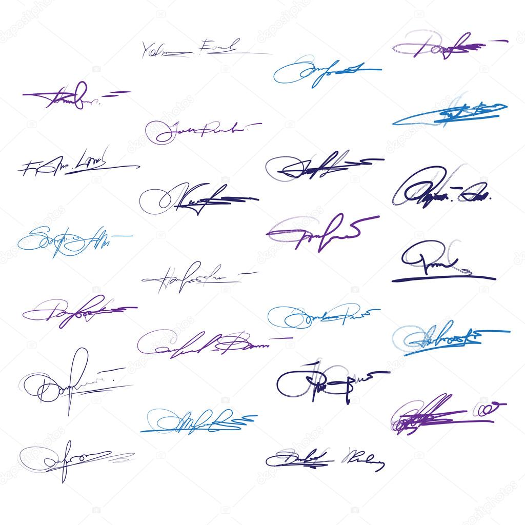 Signatures set of handwritten