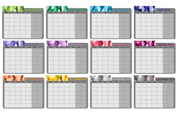 Takvim 2016 ve aylık planı